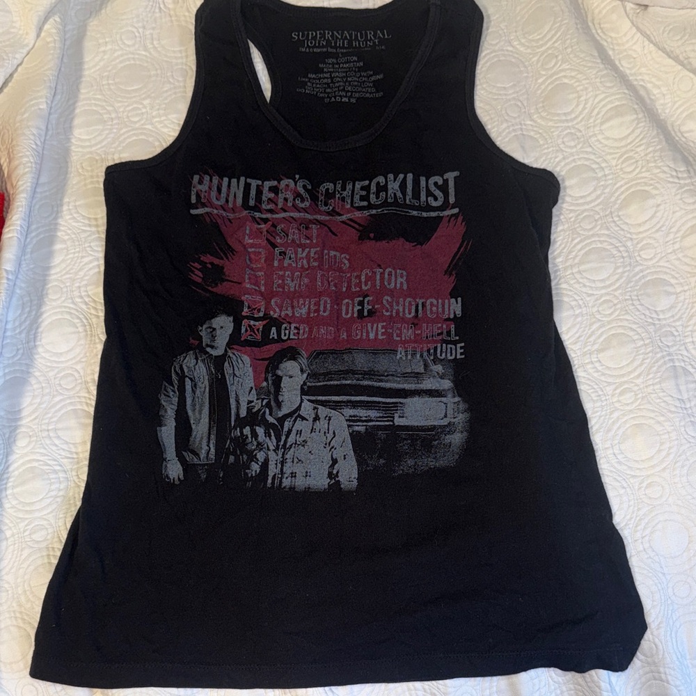 Supernatural Hunters Checklist Black Graphic Tank